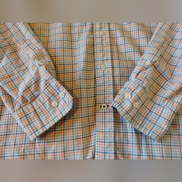 Nautica Men's Button down plaid shirt (Large) 🤍🧡💙 - Picture 6 of 11